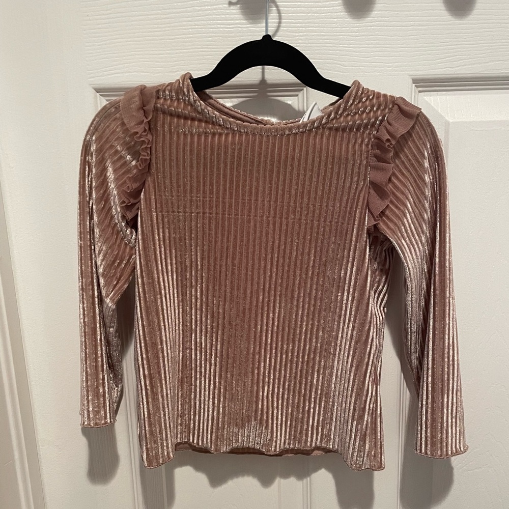 ZARA | Pleated Velvet Shirt | Pale Pink | 4-5